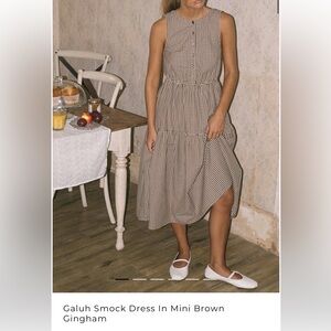 Galuh Smock Dress in Mini Brown Gingham